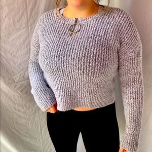 Gorgeous Grey Cut-Off Sweater Zipper Detail 💍